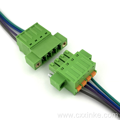 3.81mm pitch plug-in male and female terminal block connector with spring buttons